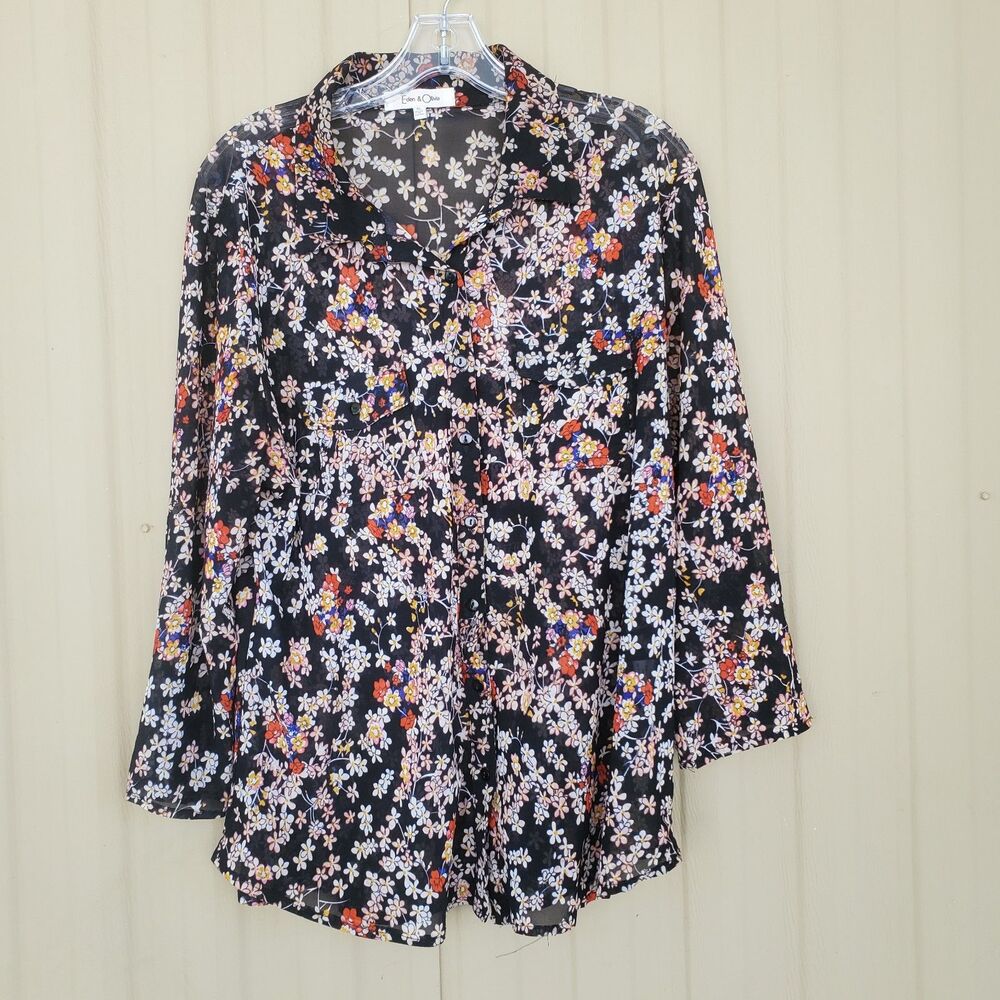 eden and olivia Long Sleeve Button Down Shirt Size XL
